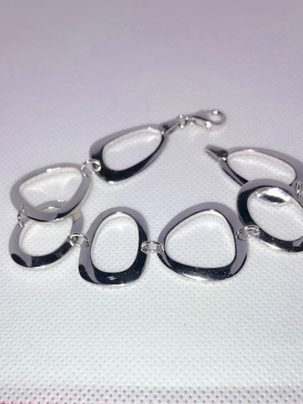 925 Sterling Silver Thailand Bracelet Asymmetrical Hammered Textured Modernist - Picture 3 of 5
